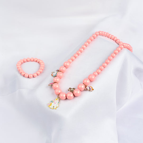 GIRLS ELEGANT BEADED NECKLACE & BRACELET