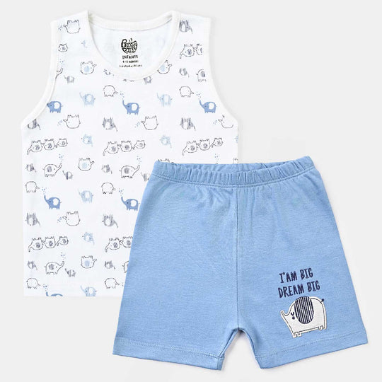 Infant Boys Cotton Interlock 2 Piece Set (Sando/Short)-mIX