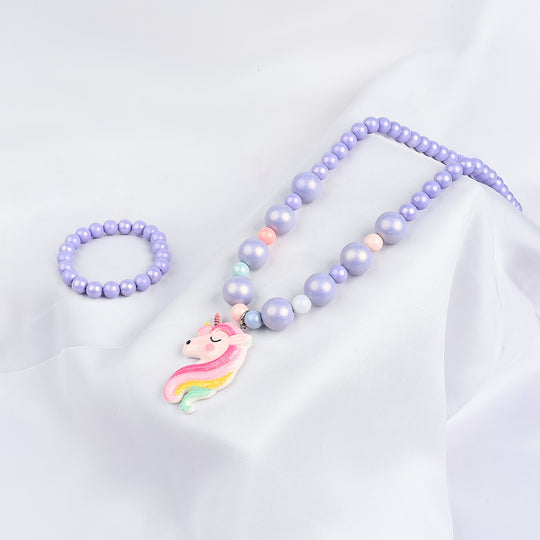 GIRLS ELEGANT BEADED NECKLACE & BRACELET