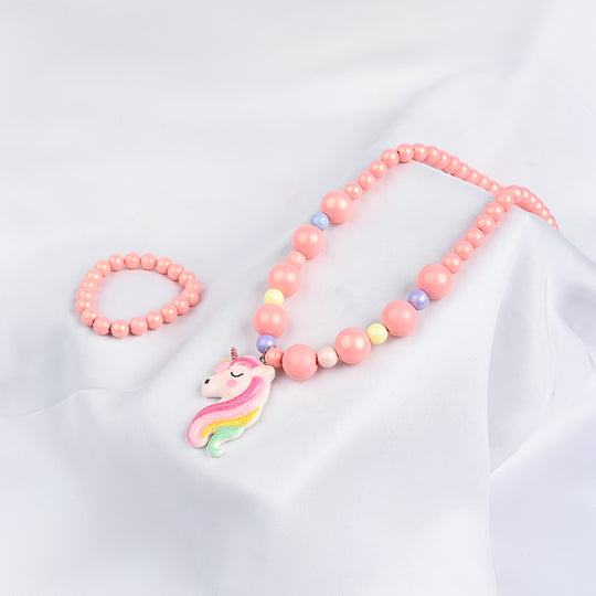 GIRLS ELEGANT BEADED NECKLACE & BRACELET