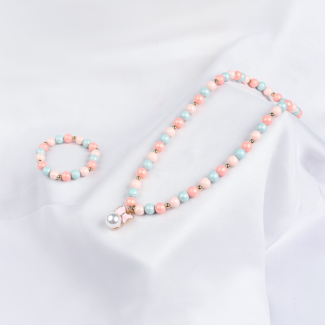 GIRLS ELEGANT BEADED NECKLACE & BRACELET
