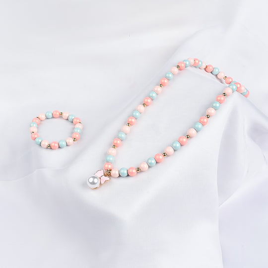 GIRLS ELEGANT BEADED NECKLACE & BRACELET