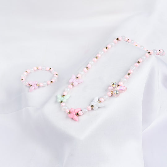 GIRLS ELEGANT BEADED NECKLACE & BRACELET