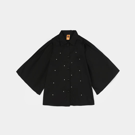 Girls Cotton Top (Diamond) - Black