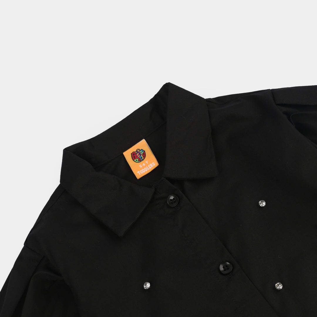 Girls Cotton Top (Diamond) - Black