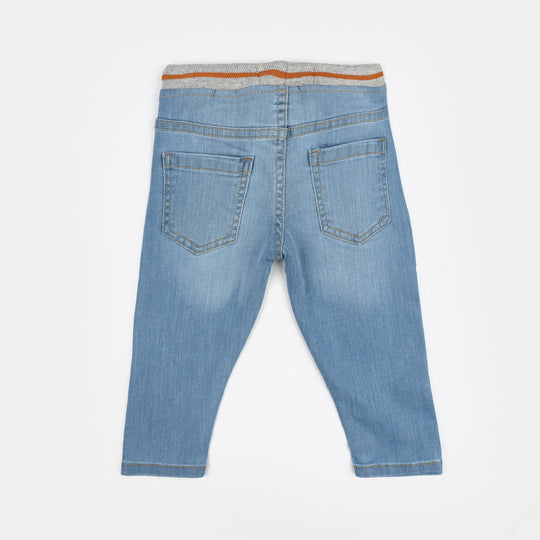 Infant Boys Denim Stretch Pants (Bear) - Light Blue