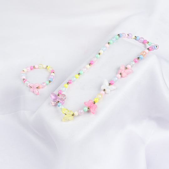 GIRLS ELEGANT BEADED NECKLACE & BRACELET