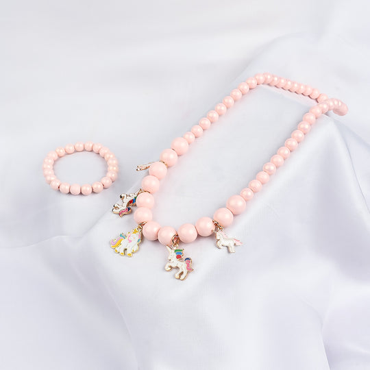 GIRLS ELEGANT BEADED NECKLACE & BRACELET