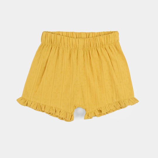 Infant Girls Cotton Jacquard 2 Pc Suit - Mustard