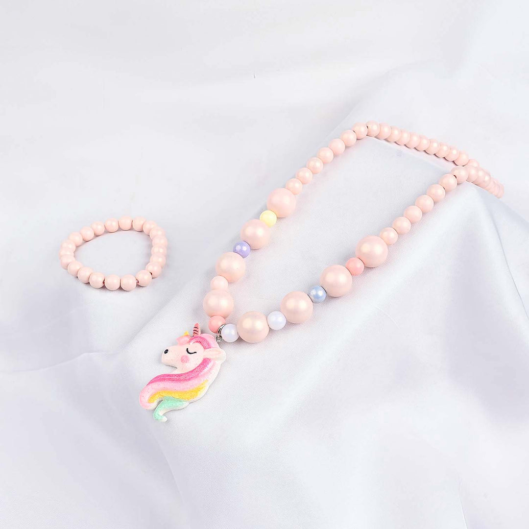 GIRLS ELEGANT BEADED NECKLACE & BRACELET