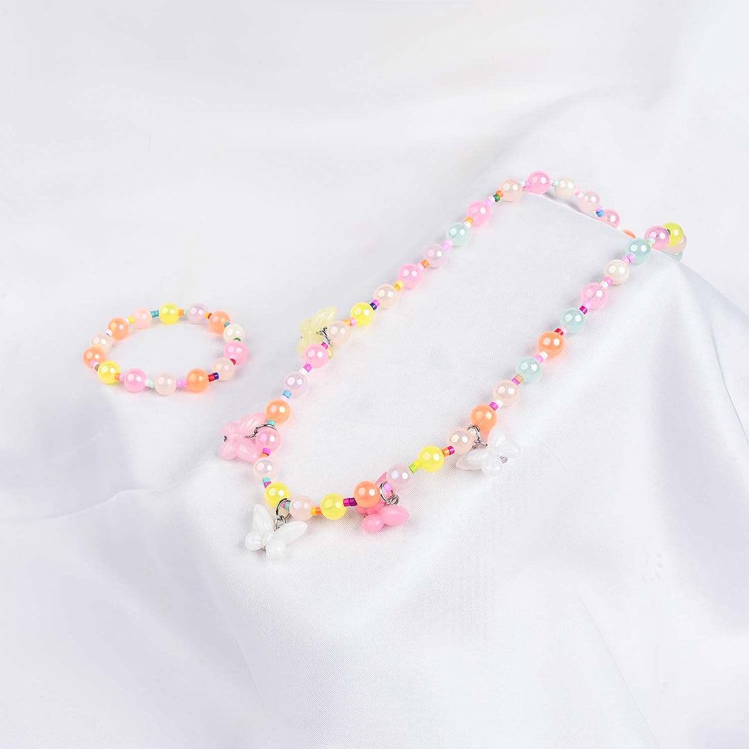 GIRLS ELEGANT BEADED NECKLACE & BRACELET