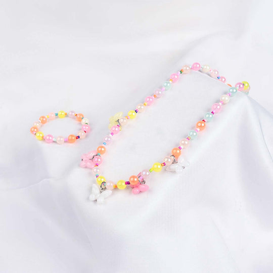 GIRLS ELEGANT BEADED NECKLACE & BRACELET