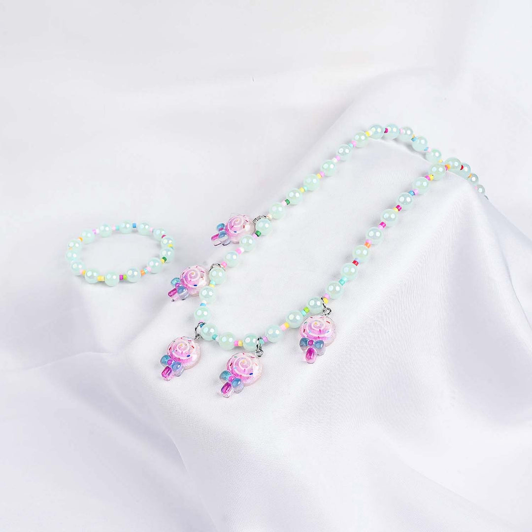 GIRLS ELEGANT BEADED NECKLACE & BRACELET