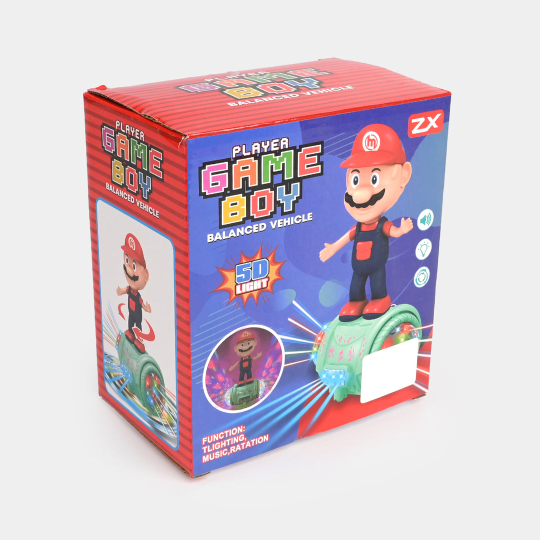 Kids Red Cap Mustachio Figure Balance Roller Toy — Light & Music
