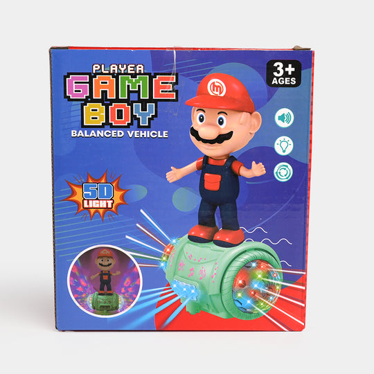Kids Red Cap Mustachio Figure Balance Roller Toy — Light & Music