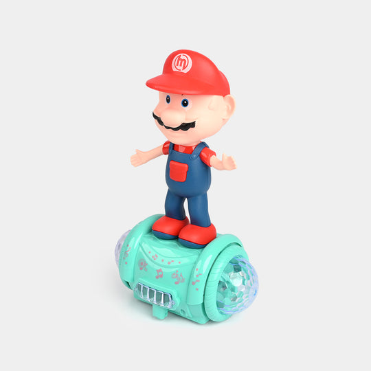 Kids Red Cap Mustachio Figure Balance Roller Toy — Light & Music
