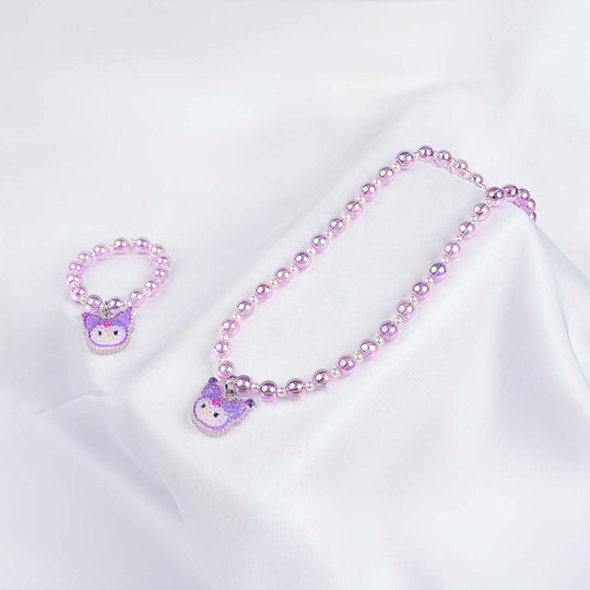 GIRLS ELEGANT BEADED NECKLACE & BRACELET