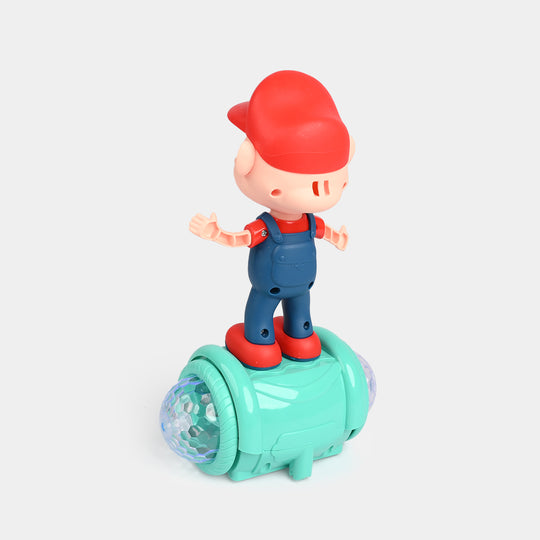 Kids Red Cap Mustachio Figure Balance Roller Toy — Light & Music