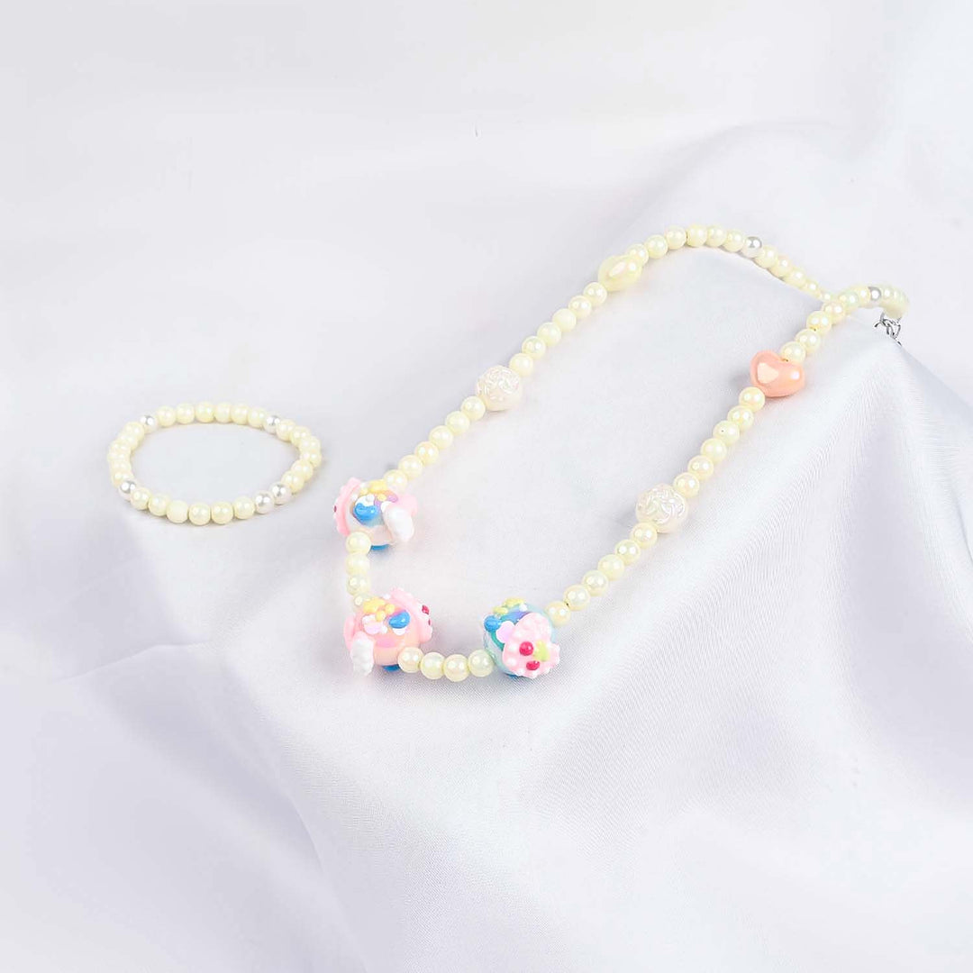 GIRLS ELEGANT BEADED NECKLACE & BRACELET
