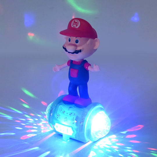 Kids Red Cap Mustachio Figure Balance Roller Toy — Light & Music