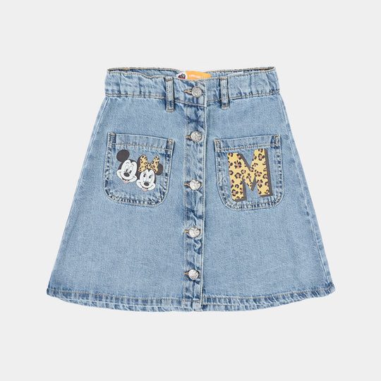 Girls Denim Rigid Skirt (Character) - Light Blue