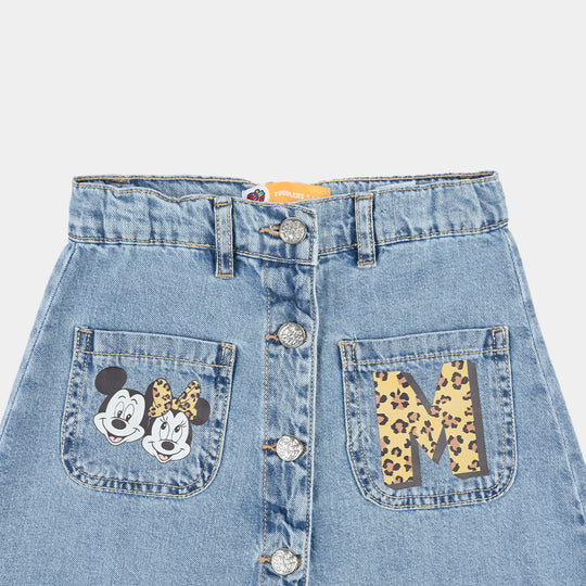 Girls Denim Rigid Skirt (Character) - Light Blue