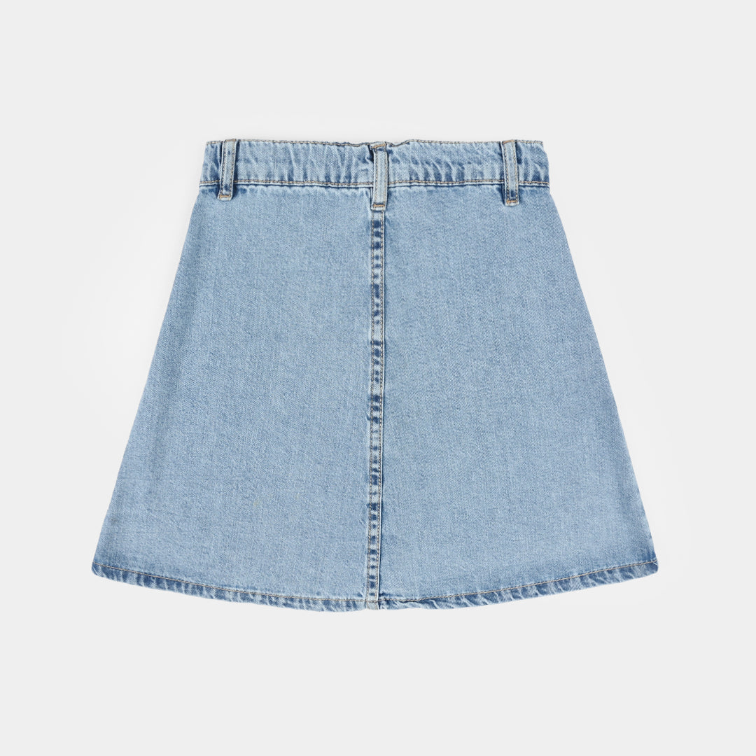 Girls Denim Rigid Skirt (Character) - Light Blue