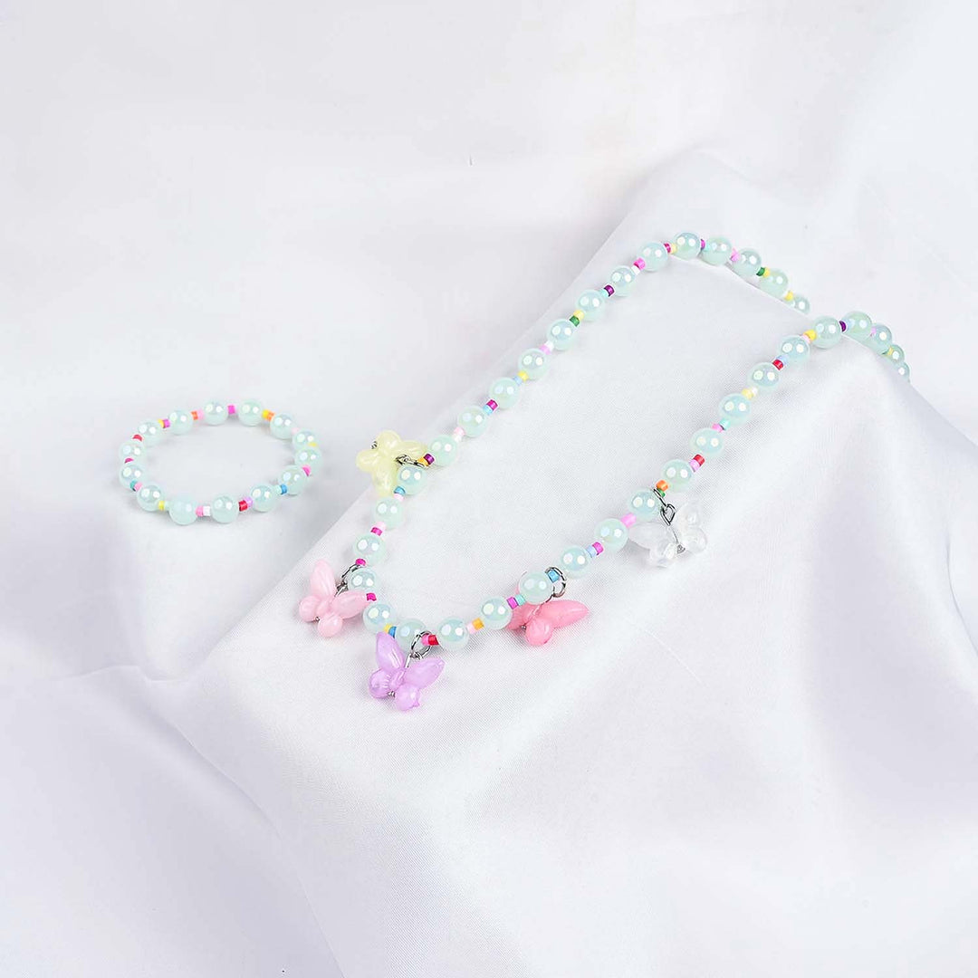 GIRLS ELEGANT BEADED NECKLACE & BRACELET
