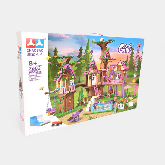 Girls Summer Tree House Building Blocks Set