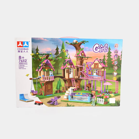 Girls Summer Tree House Building Blocks Set