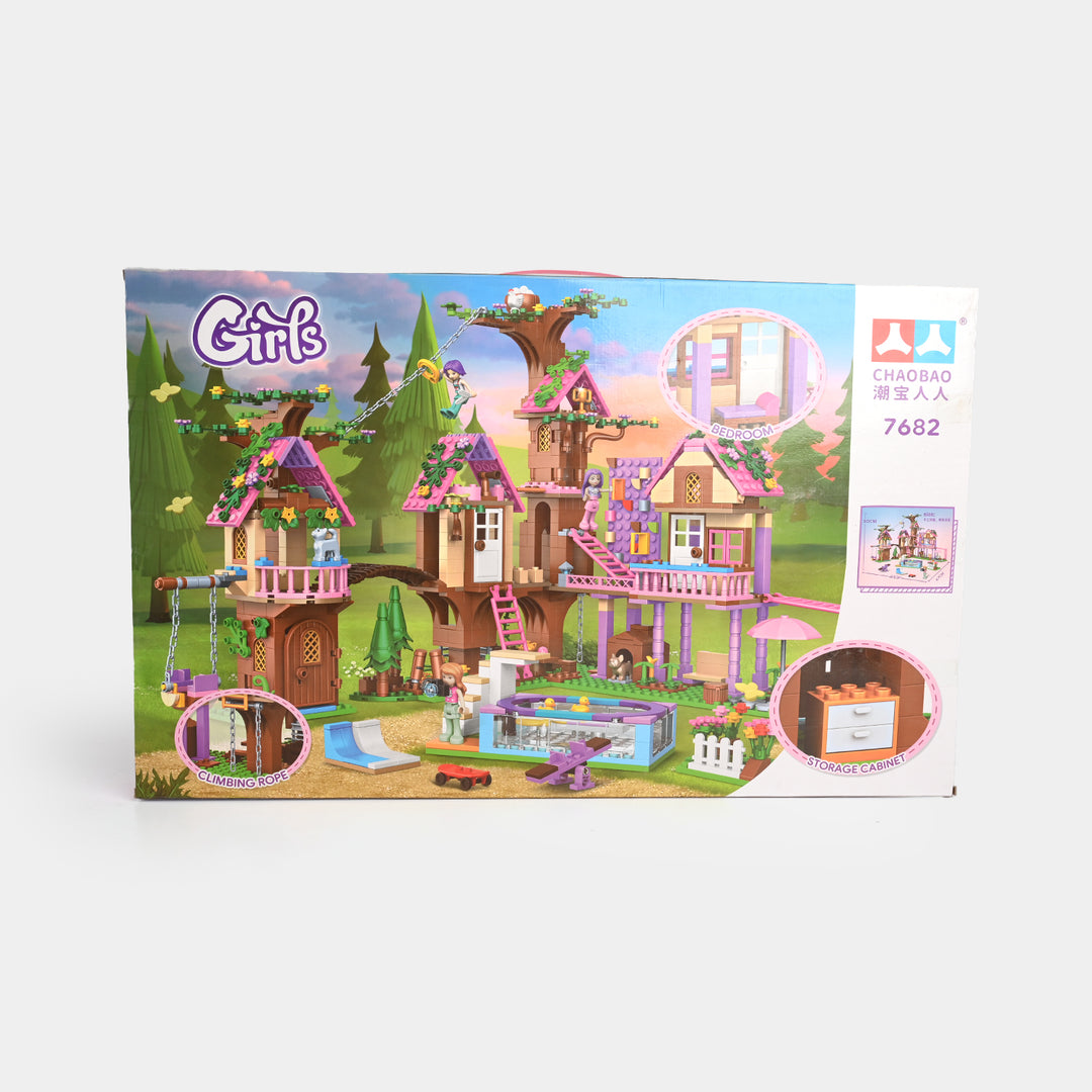 Girls Summer Tree House Building Blocks Set
