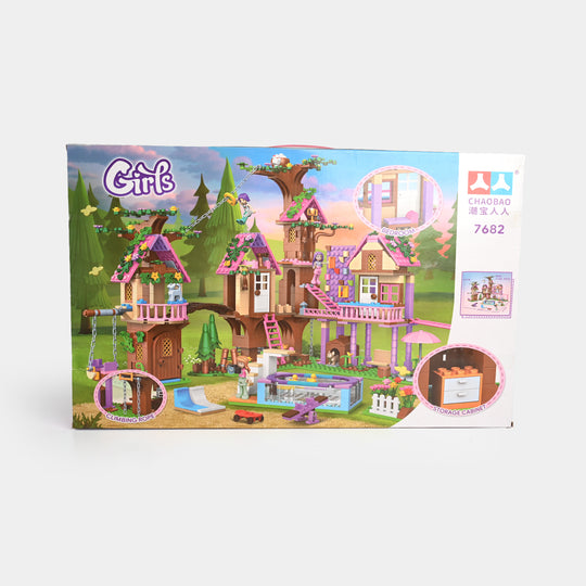 Girls Summer Tree House Building Blocks Set