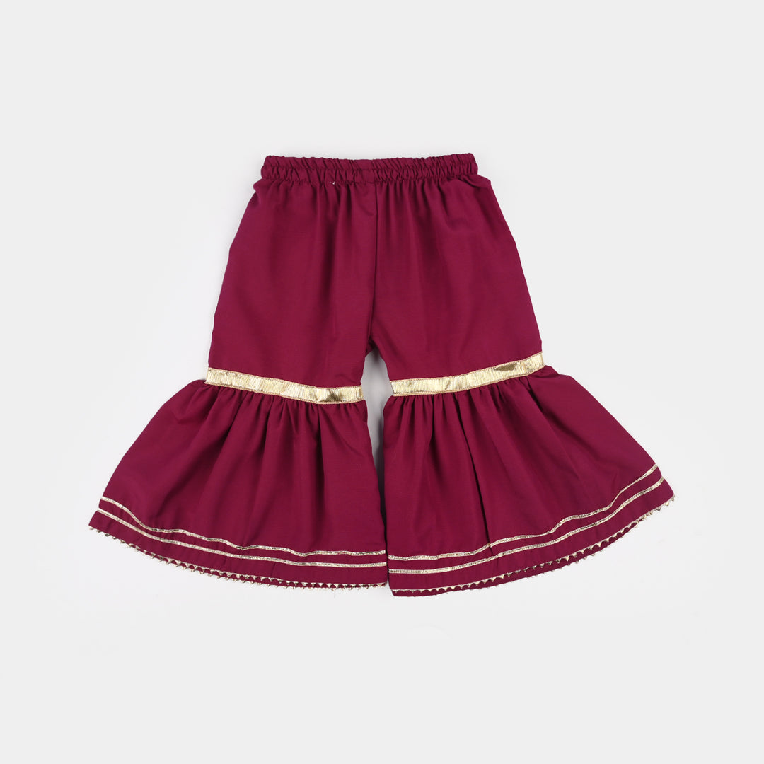 Infant Girls Raw Silk 2Pcs Chanda - Burgundy