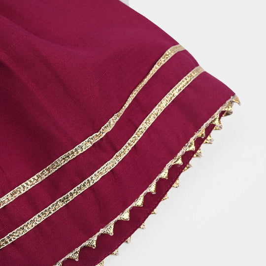 Infant Girls Raw Silk 2Pcs Chanda - Burgundy