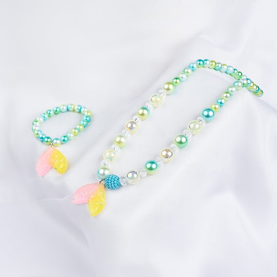 GIRLS ELEGANT BEADED NECKLACE & BRACELET