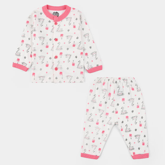 Infant Front Open Suit Duck - Pink