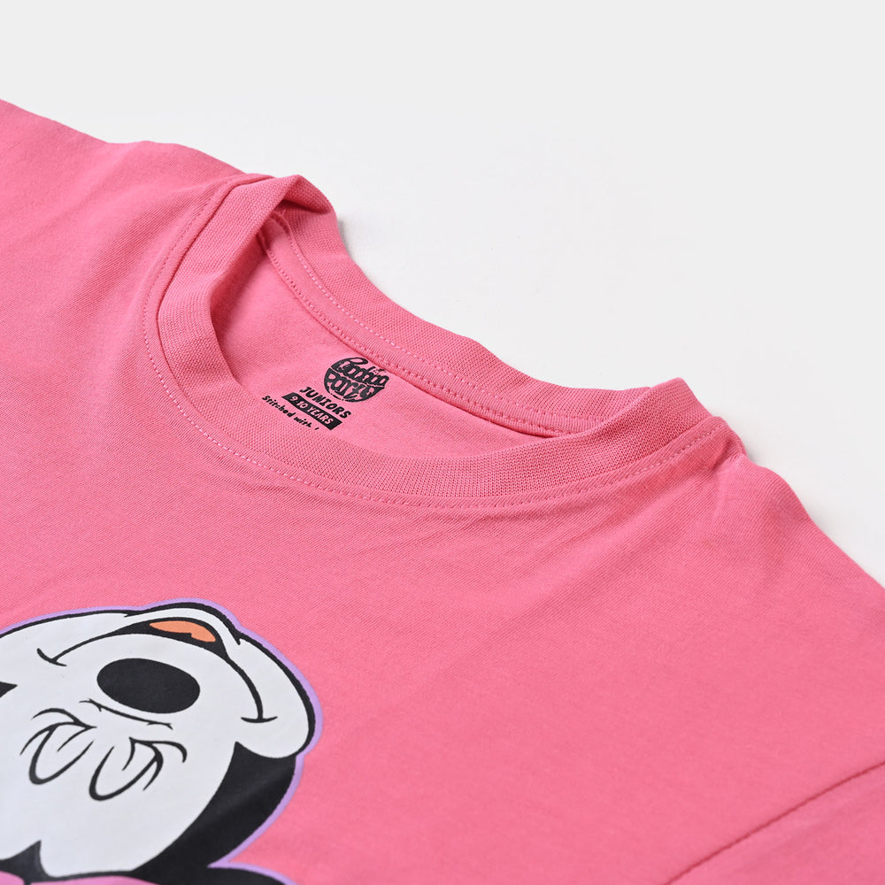 Girls Cotton Jersey T-Shirt H/S Character-Pink