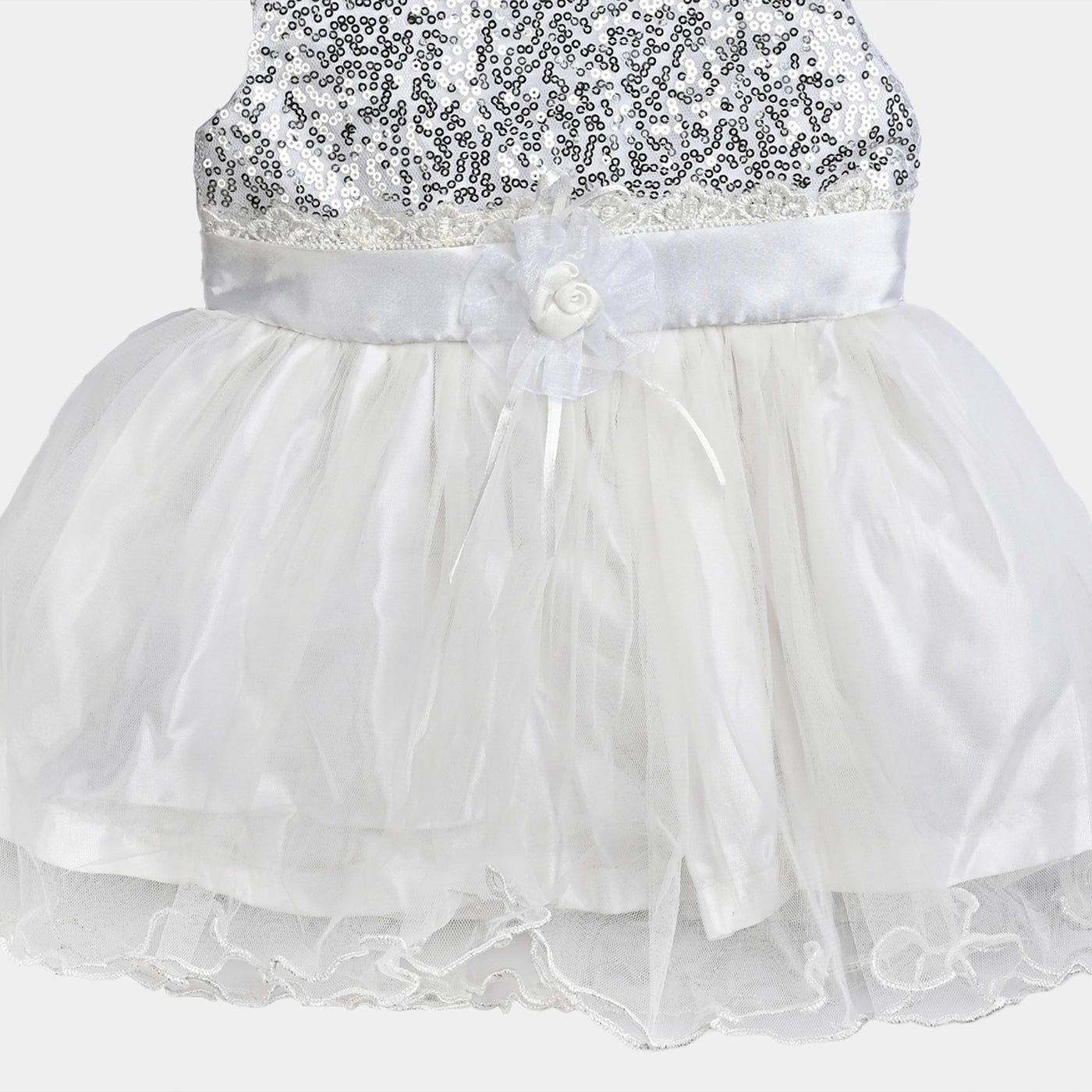 Infant Girl Poly Satin Fancy Frock Shining-S.White