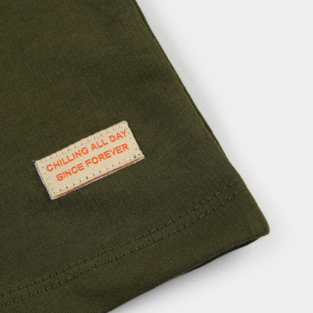 Infant Boys Cotton Terry Short Chilling All Day-Riffle.Green