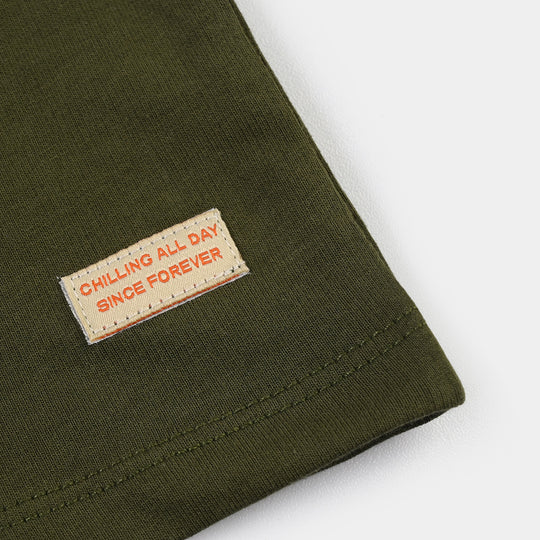 Infant Boys Cotton Terry Short Chilling All Day-Riffle.Green