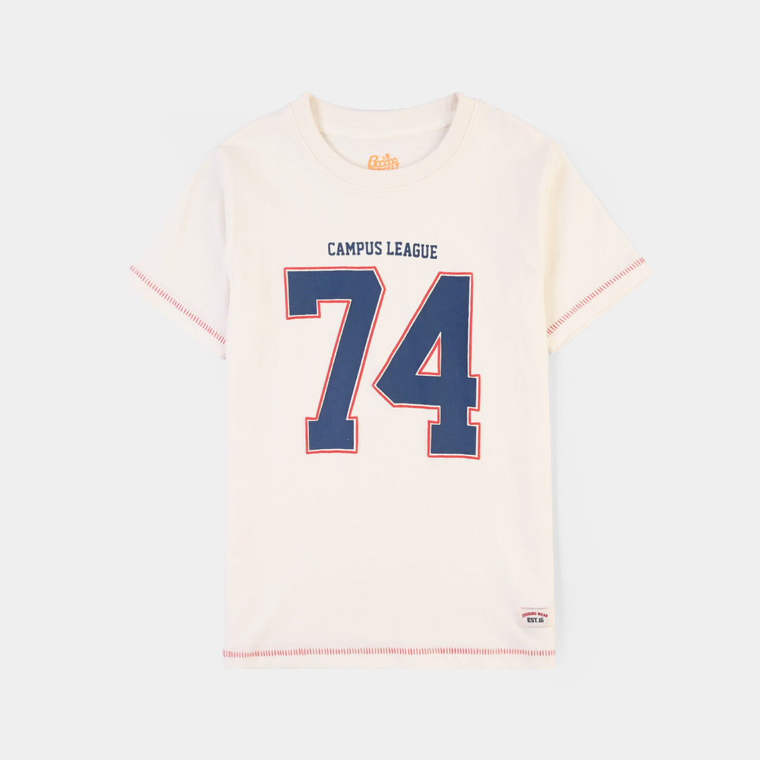 Boys Cotton Jersey T-Shirt H/S Campus League-OFF-White