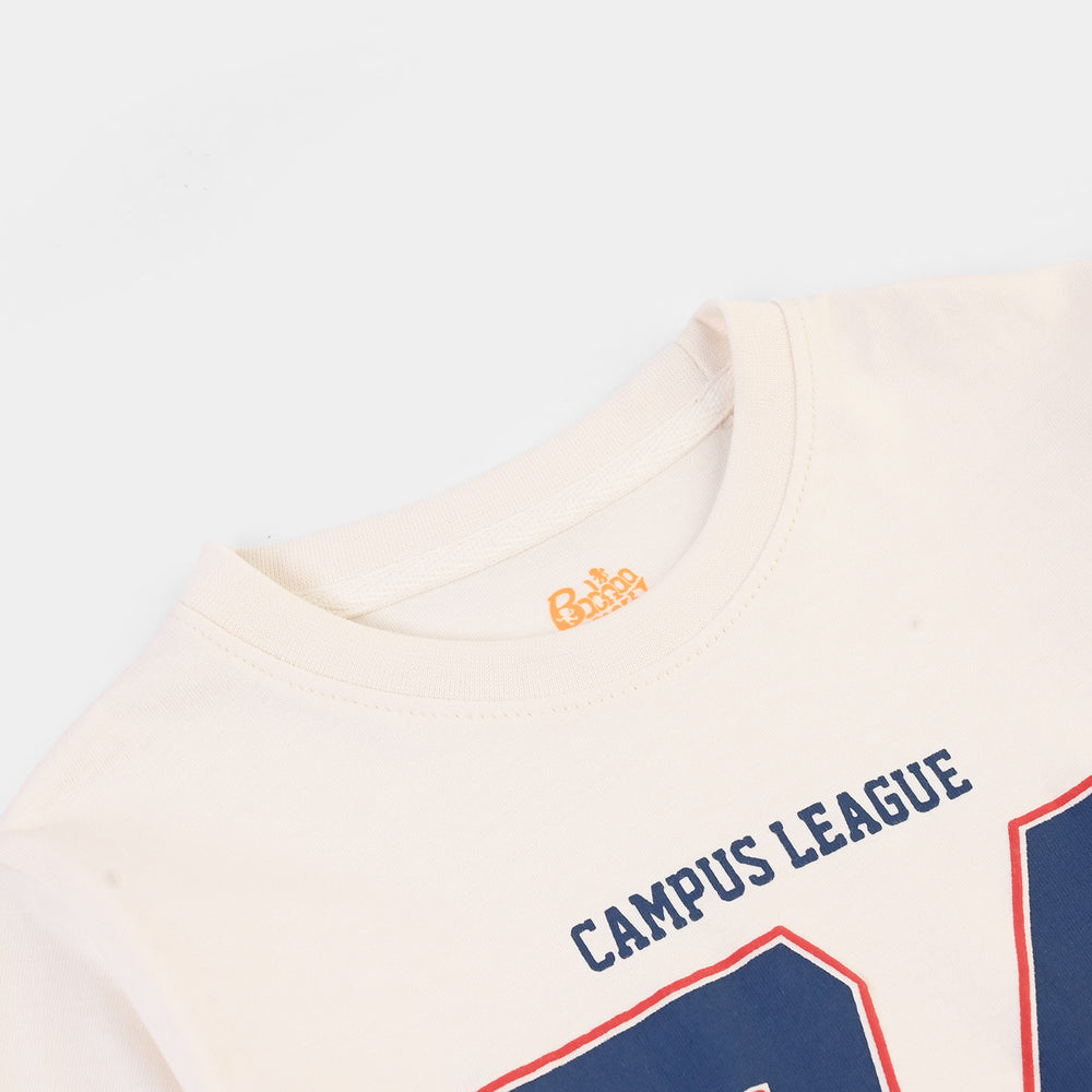Boys Cotton Jersey T-Shirt H/S Campus League-OFF-White