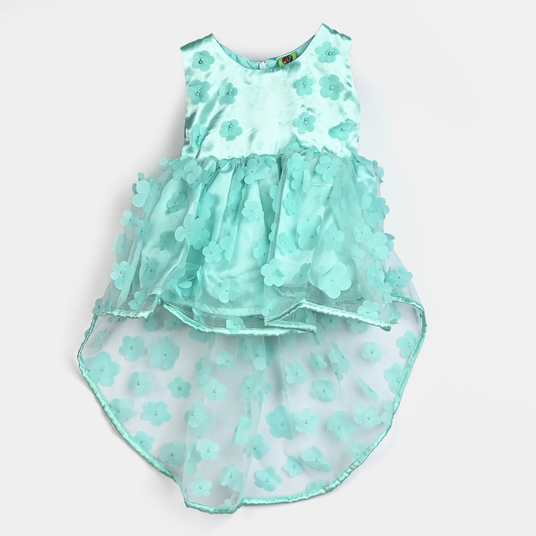 Infant Girls Net Fancy Frock Fresh Flower-Sea Green