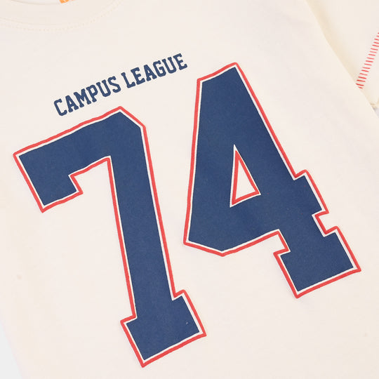 Boys Cotton Jersey T-Shirt H/S Campus League-OFF-White