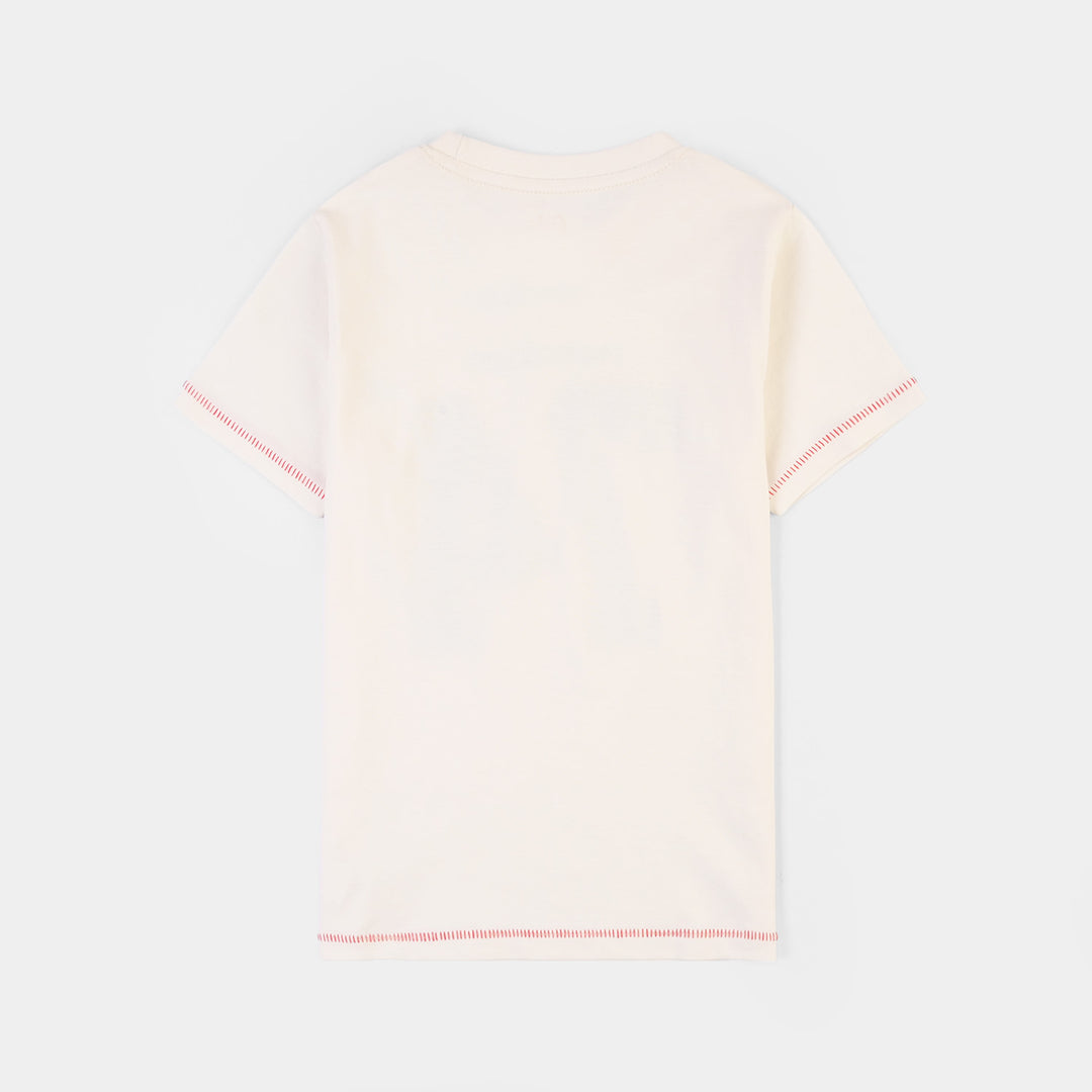 Boys Cotton Jersey T-Shirt H/S Campus League-OFF-White