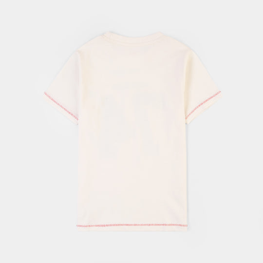 Boys Cotton Jersey T-Shirt H/S Campus League-OFF-White
