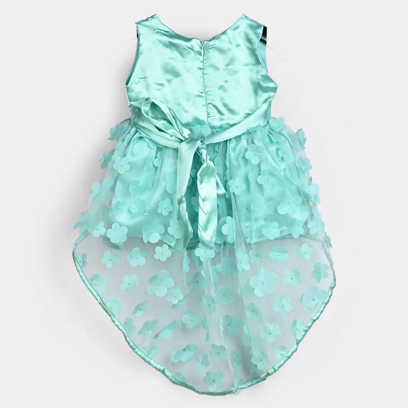 Infant Girls Net Fancy Frock Fresh Flower-Sea Green