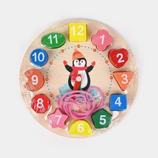 Wooden Sorting Clock 12 Shape For Kids