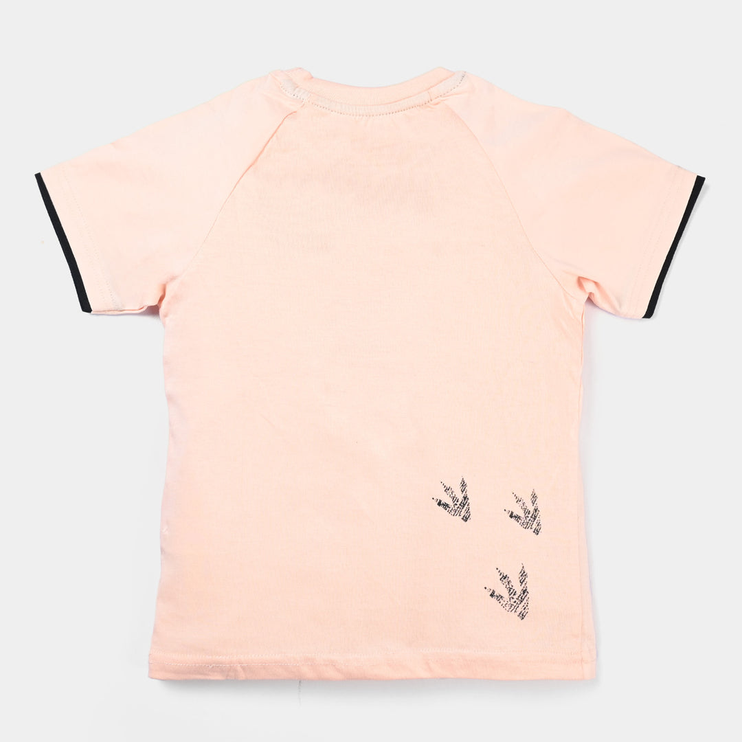 Boys Cotton Jersey T-Shirt - T. rex | Peach