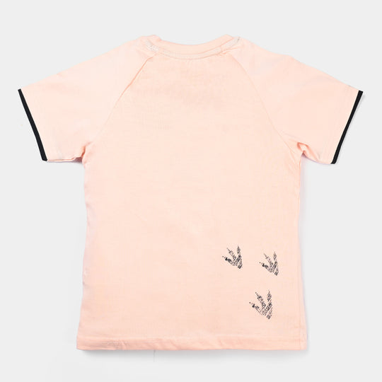 Boys Cotton Jersey T-Shirt - T. rex | Peach